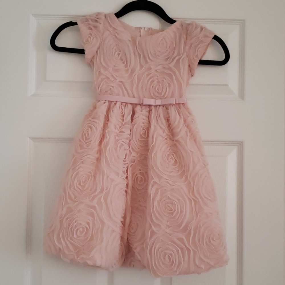 Blush Rosette Girls Formal Dress